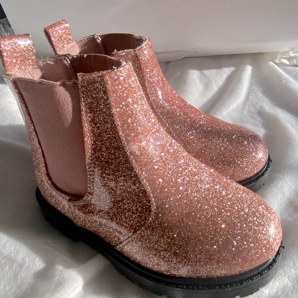 Glitter Rose Gold short boots Girls size 8